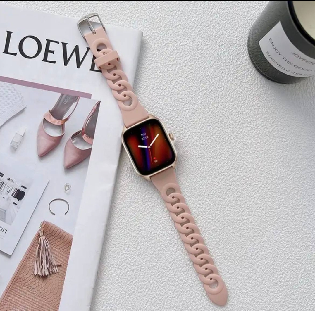 Twisted loop Chain Rose Silicone Apple Watch Band