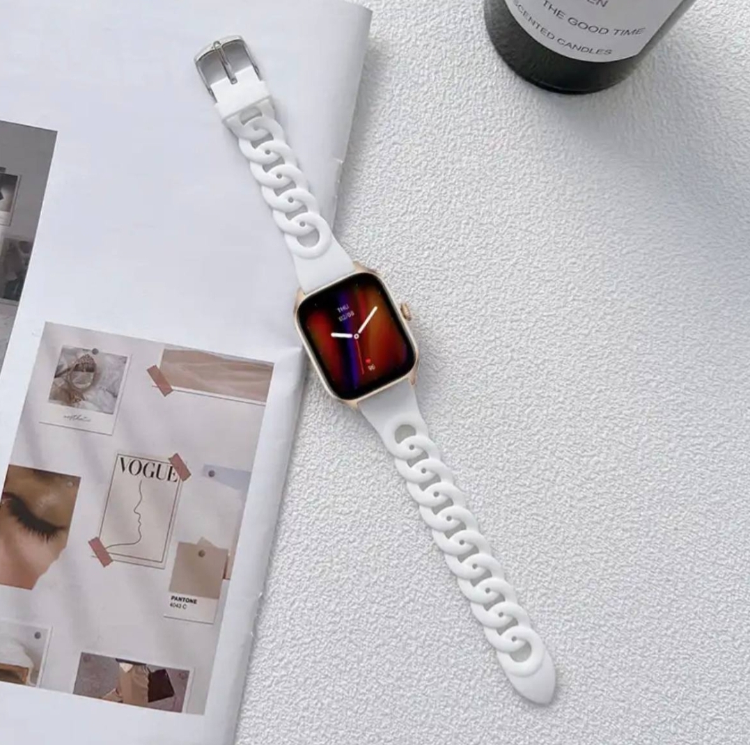Twisted loop Chain Rose Silicone Apple Watch Band